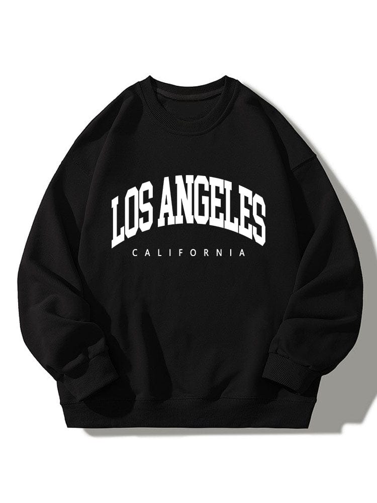 Velira Sweatshirts juoda / S Los Andželo spauda atsipalaidavęs džemperis