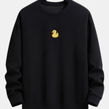 Velira Sweatshirts juoda / S Maža Geltona Anties Spauda Laisva Fit Kapišonas