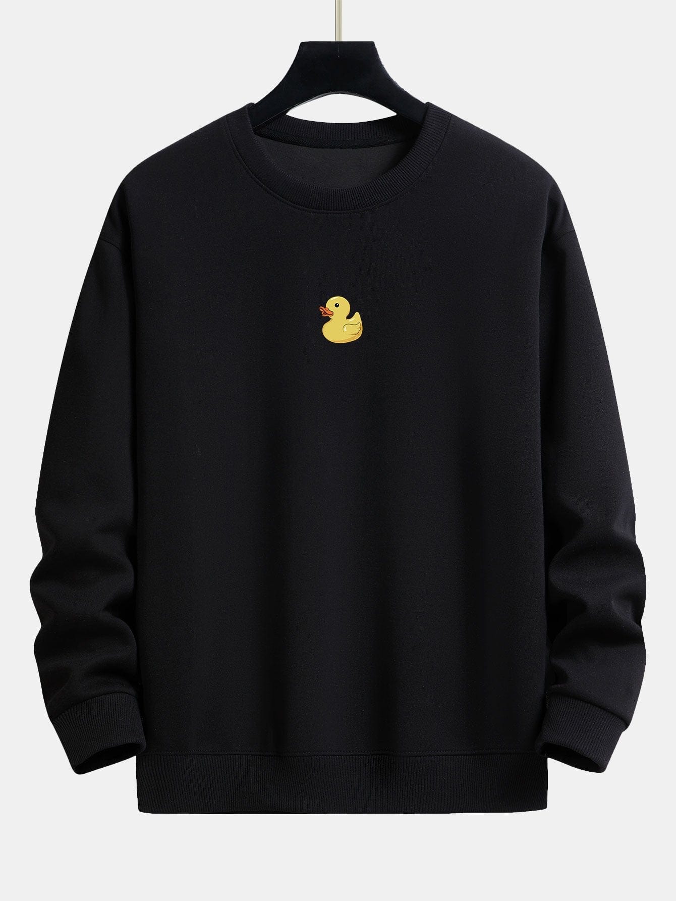 Velira Sweatshirts juoda / S Maža Geltona Anties Spauda Laisva Fit Kapišonas