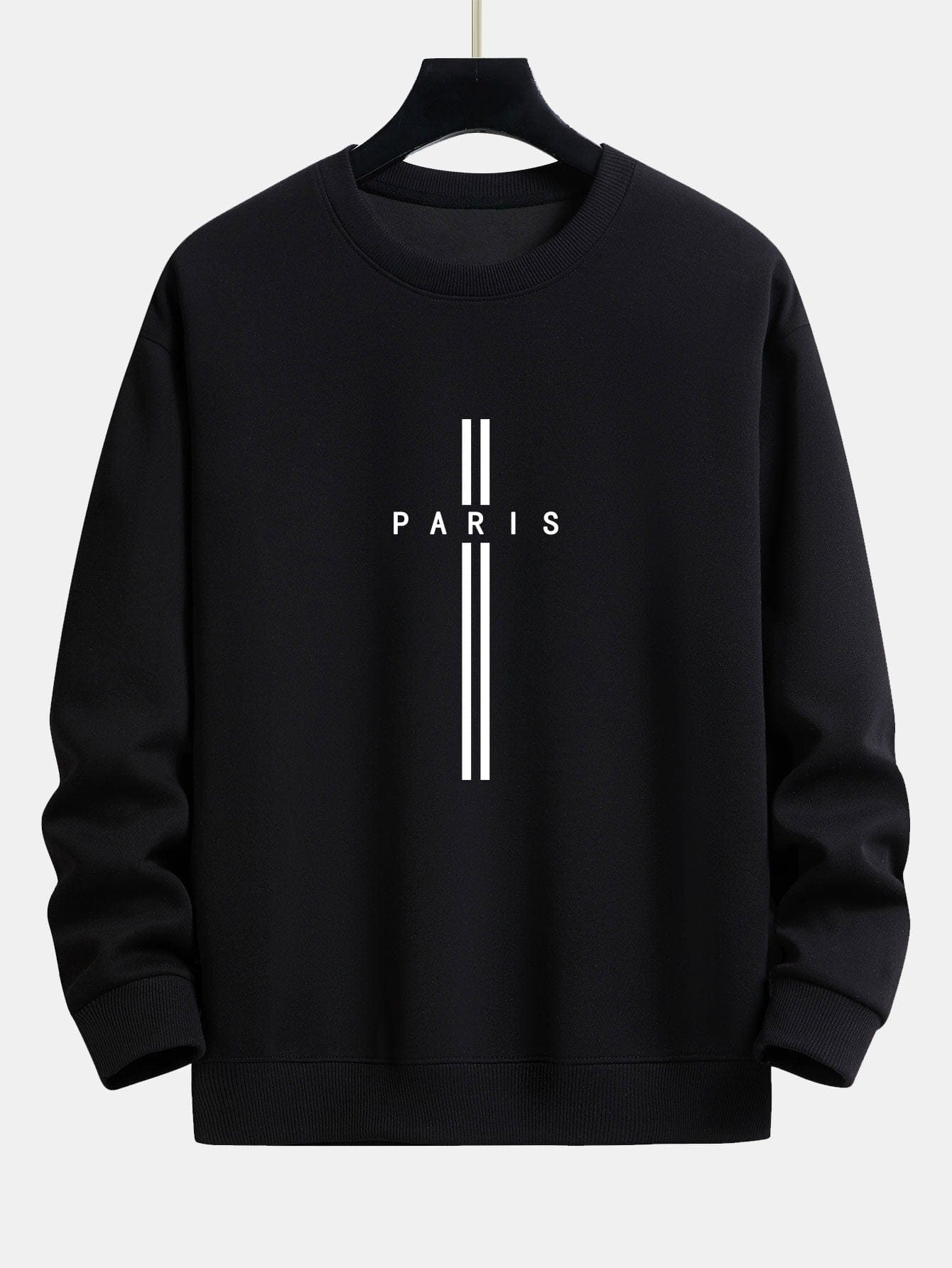 Velira Sweatshirts juoda / S Paryžiaus Dryžuotas Laisvas Pritaikymas Sportinis Megztinis