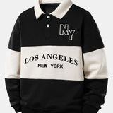 Velira Sweatshirts Juoda / S Relaksuotas Los Andželo spausdinimo spalvų blokas polo apykaklės džemperis