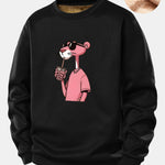 Velira Sweatshirts Juoda / S Rožinė Panto Print Teddy Fleece Pamušalu Sweatshirt