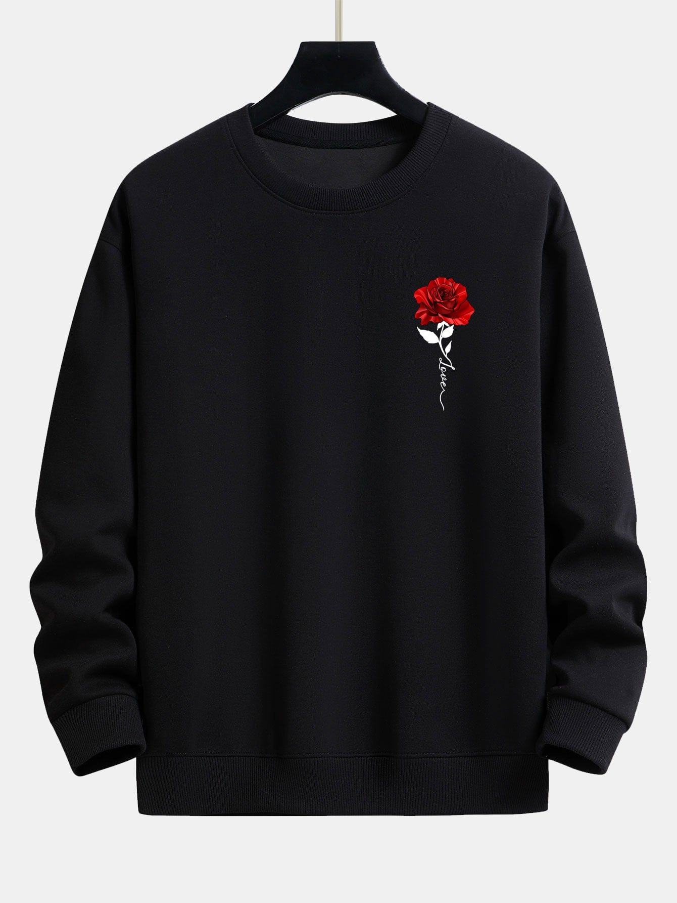 Velira Sweatshirts juoda / S Rožių Rašto Laisvas Fit Megztinis