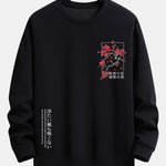 Velira Sweatshirts juoda / S Sakuro žiedų šūkio spauda laisvo kirpimo džemperis