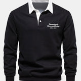 Velira Sweatshirts juoda / S Sloganas Spausdintas Kontrasto Polo Apykaklės Megztinis