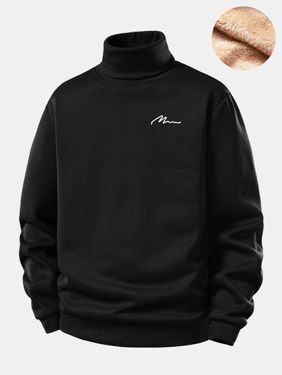 Vyrų Print Teddy Fleece Pamušalu Kaklo Megztinis