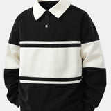 Velira Sweatshirts juoda / XS Atsipalaidavęs Fit Spalvų Blokų Palaidinė Su Polo Apykakle