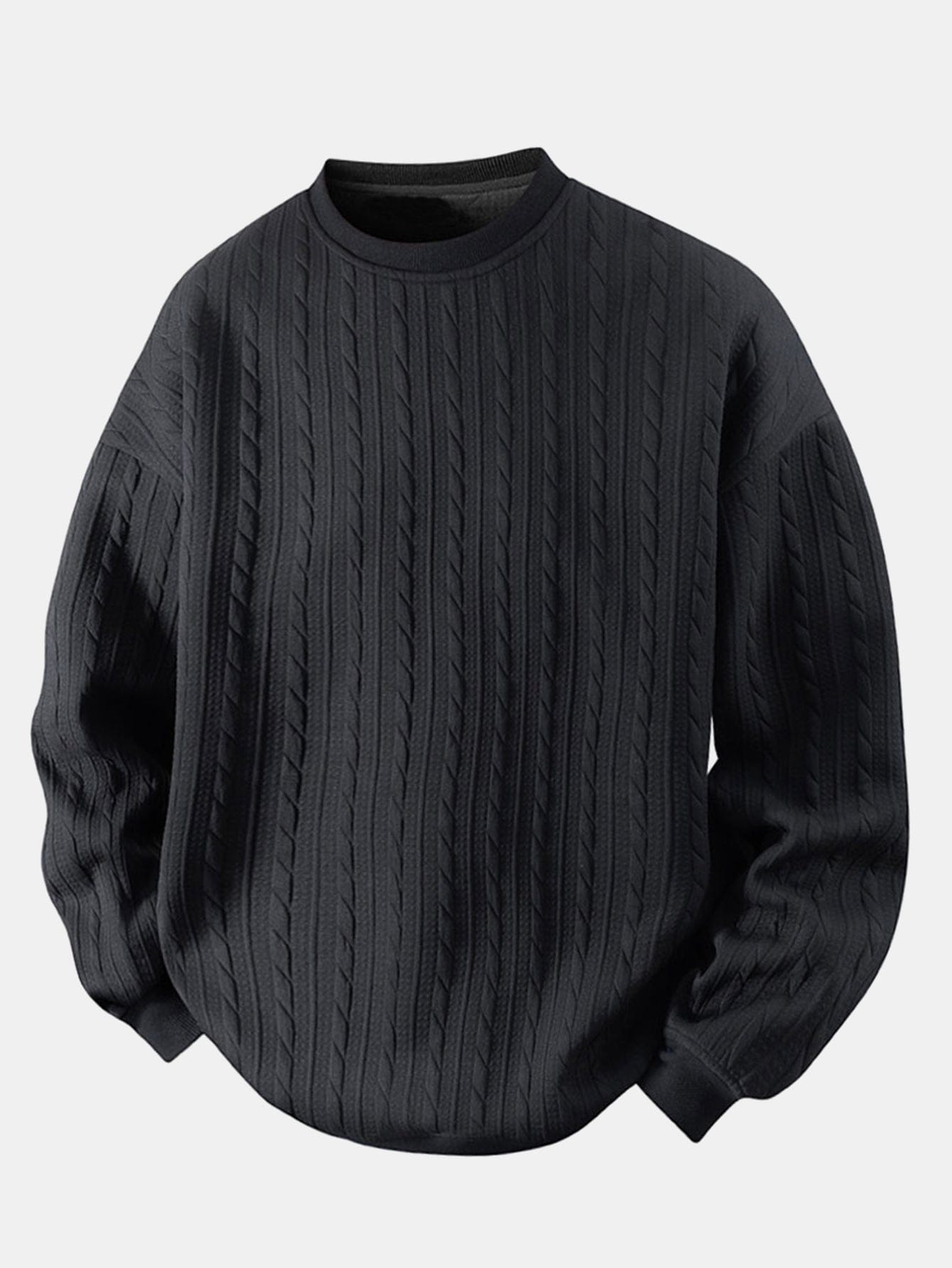 Velira Sweatshirts juoda / XS Atsipalaidavęs Fit Twist Žakardo Palaidinė su Apvalia Kaklo Linija