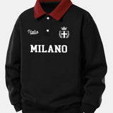 Velira Sweatshirts Juoda / XS Atsipalaidavęs Milano Spaudos Kontrastinis Polo Džemperis