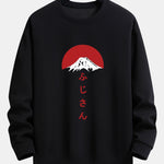 Velira Sweatshirts juoda / XS Fuji kalno spauda laisvo kirpimo džemperis