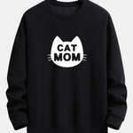 Velira Sweatshirts juoda / XS Katės Mamos Spauda Laisvas Fit Palaidinukė
