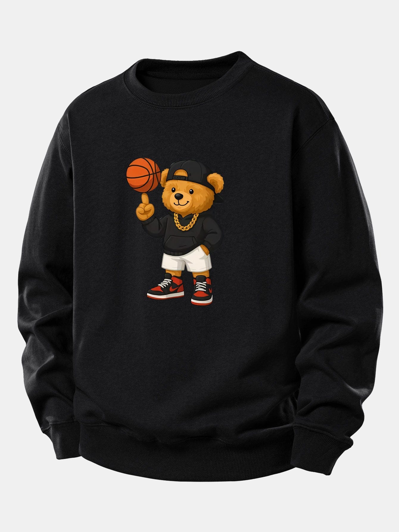 Velira Sweatshirts Juoda / XS Krepšinio Meškos Spauda Laisvalaikio Palaidinė