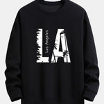 Velira Sweatshirts juoda / XS Los Andželo spauda laisvo kirpimo džemperis