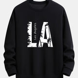 Velira Sweatshirts juoda / XS Los Andželo spauda laisvo kirpimo džemperis