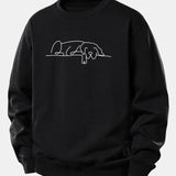 Velira Sweatshirts Juoda / XS Miegantis Šuo Linijos Spauda Laisvas Fit Megztinis