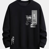 Velira Sweatshirts juoda / XS Niujorko architektūros atspaudas laisvo kirpimo džemperis
