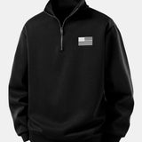 Velira Sweatshirts Juoda / XS Relaksuotas amerikietiškos vėliavos spausdinimo ketvirčio užtrauktuko džemperis