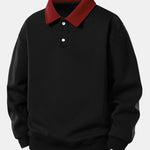 Velira Sweatshirts juoda / XS Relaksuotas Fit Kontrasto Polo Džemperis