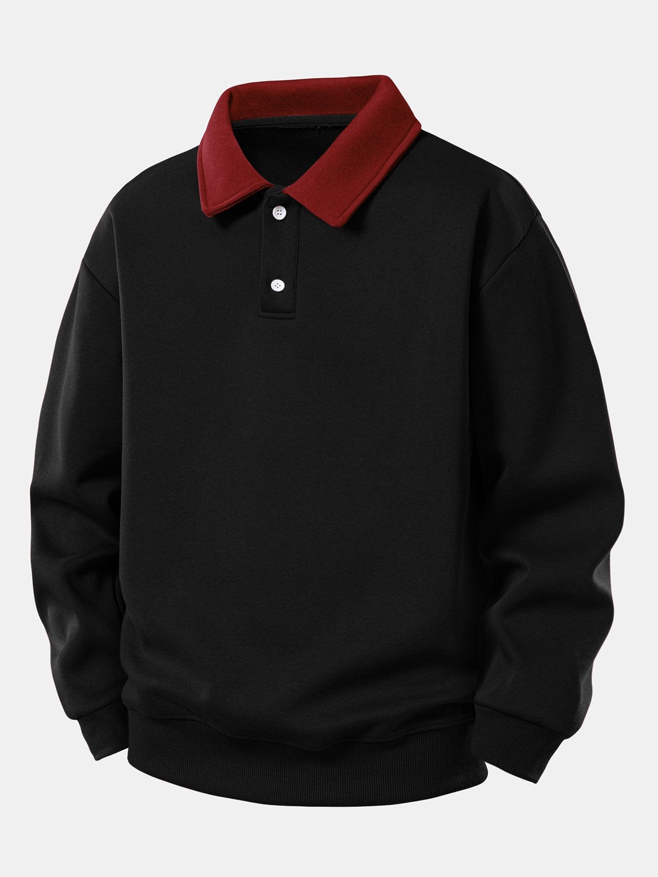 Velira Sweatshirts juoda / XS Relaksuotas Fit Kontrasto Polo Džemperis