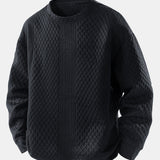 Velira Sweatshirts juoda / XS Relax Fit Geometrinis Žakardo Crew Neck Megztinis