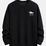 Velira Sweatshirts Juoda / XS Šalikas su ryklių spauda, laisvas kirpimas