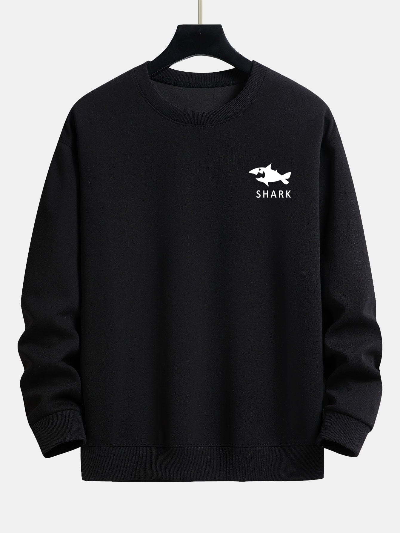 Velira Sweatshirts Juoda / XS Šalikas su ryklių spauda, laisvas kirpimas
