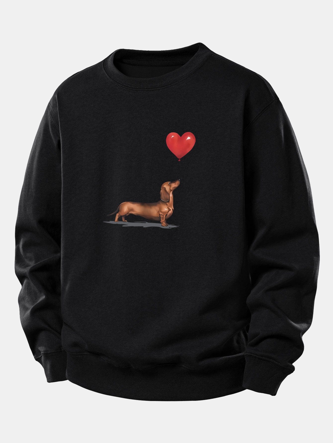 Velira Sweatshirts Juoda / XS Širdies formos balionas šunų veislės printas laisvo kirpimo džemperis