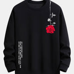 Velira Sweatshirts juoda / XS Sloganas Rožių Spauda Laisvas Fit Palaidinė