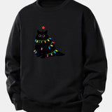 Velira Sweatshirts Juoda / XS Spalvinga Lengva Juoda Katė Spauda Laisvas Fit Megztinis