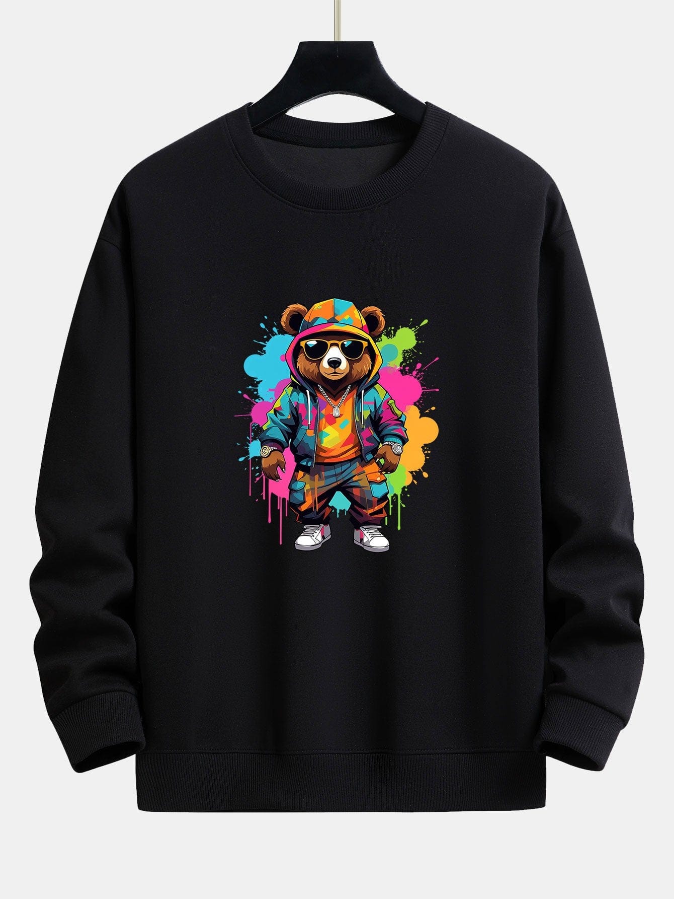 Velira Sweatshirts juoda / XS Spalvingo Lokio Spauda Atsipalaidavęs Palaidinukas