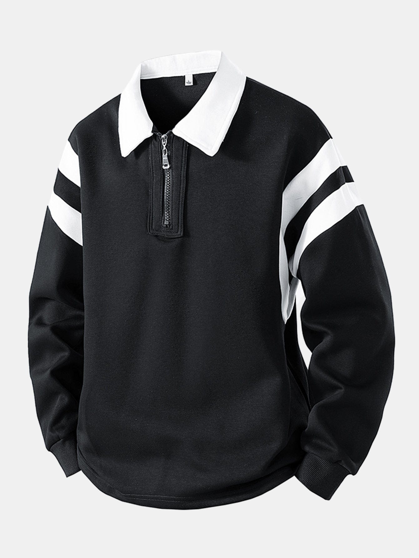 Velira Sweatshirts juoda / XS Spalvotas Bloko Užtrauktuko Polo Džemperis