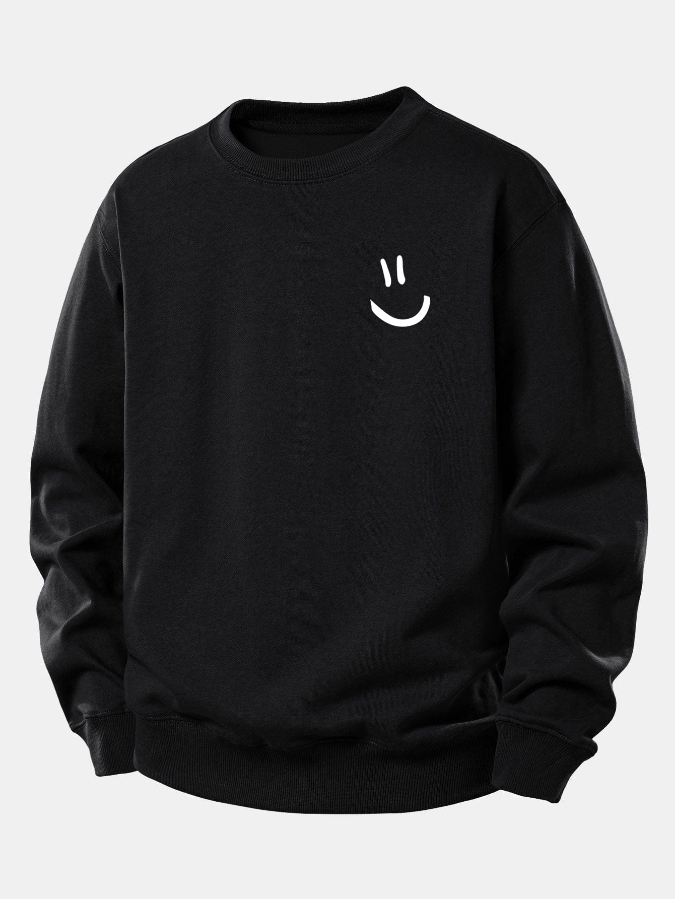 Velira Sweatshirts Juoda / XS Šypsenėlės Spausdinimo Atsipalaidavęs Fit Megztinis