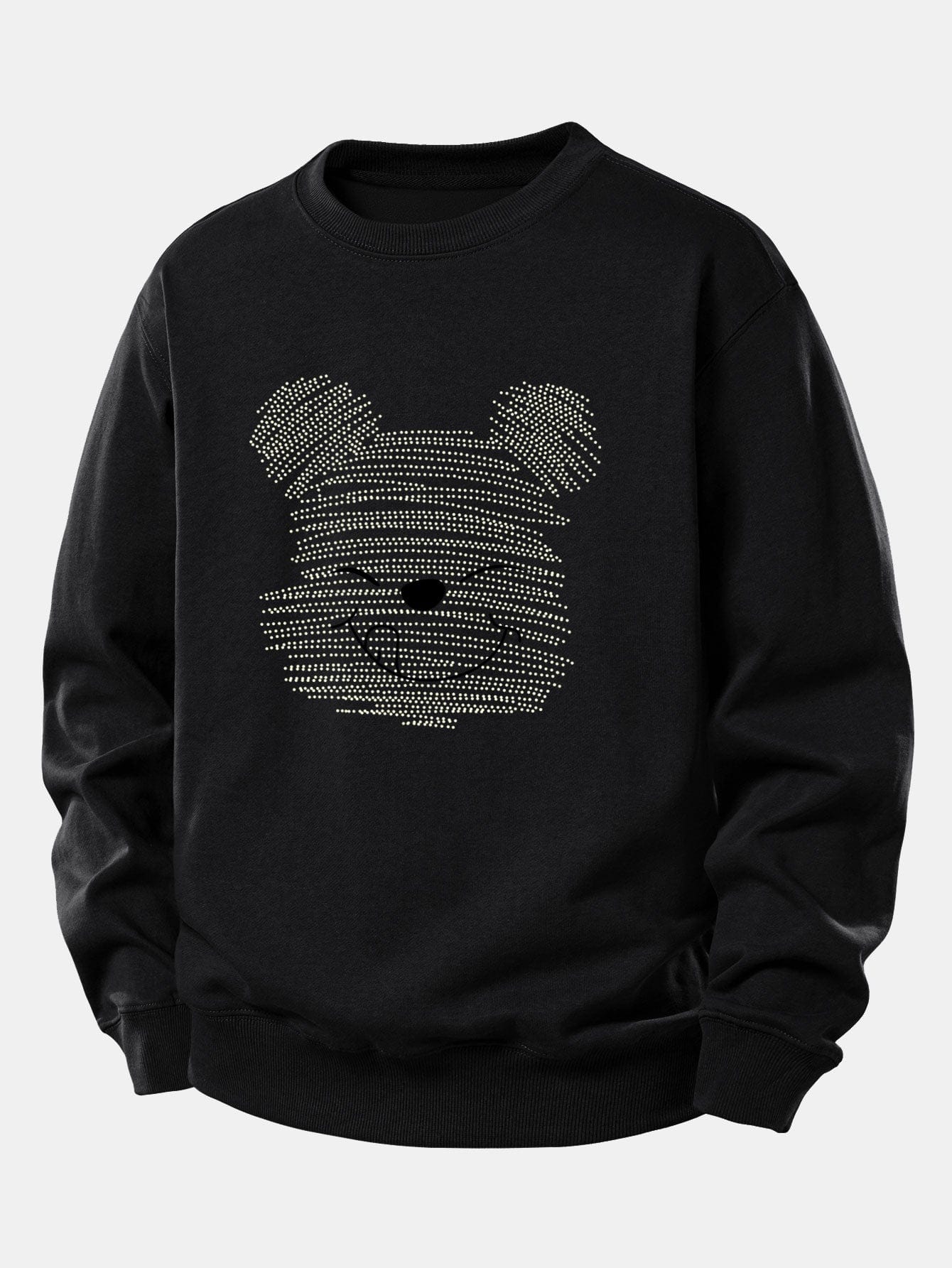 Velira Sweatshirts Juoda / XS Taškuotas meškiukas spauda laisvas megztinis