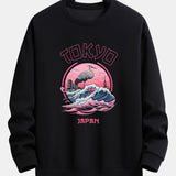 Velira Sweatshirts juoda / XS Tokijo Banga Gervė Paukštis Spauda Laisvas Fit Megztinis