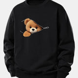 Velira Sweatshirts Juoda / XS Užtrauktuko Meškos Rašto Laisvalaikio Džemperis
