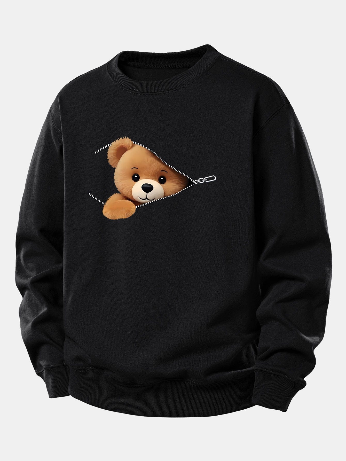 Velira Sweatshirts Juoda / XS Užtrauktuko Meškos Rašto Laisvalaikio Džemperis