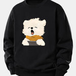 Velira Sweatshirts Juoda / XS Žiovaujantis Šuniukas Spauda Laisvas Fit Džemperis