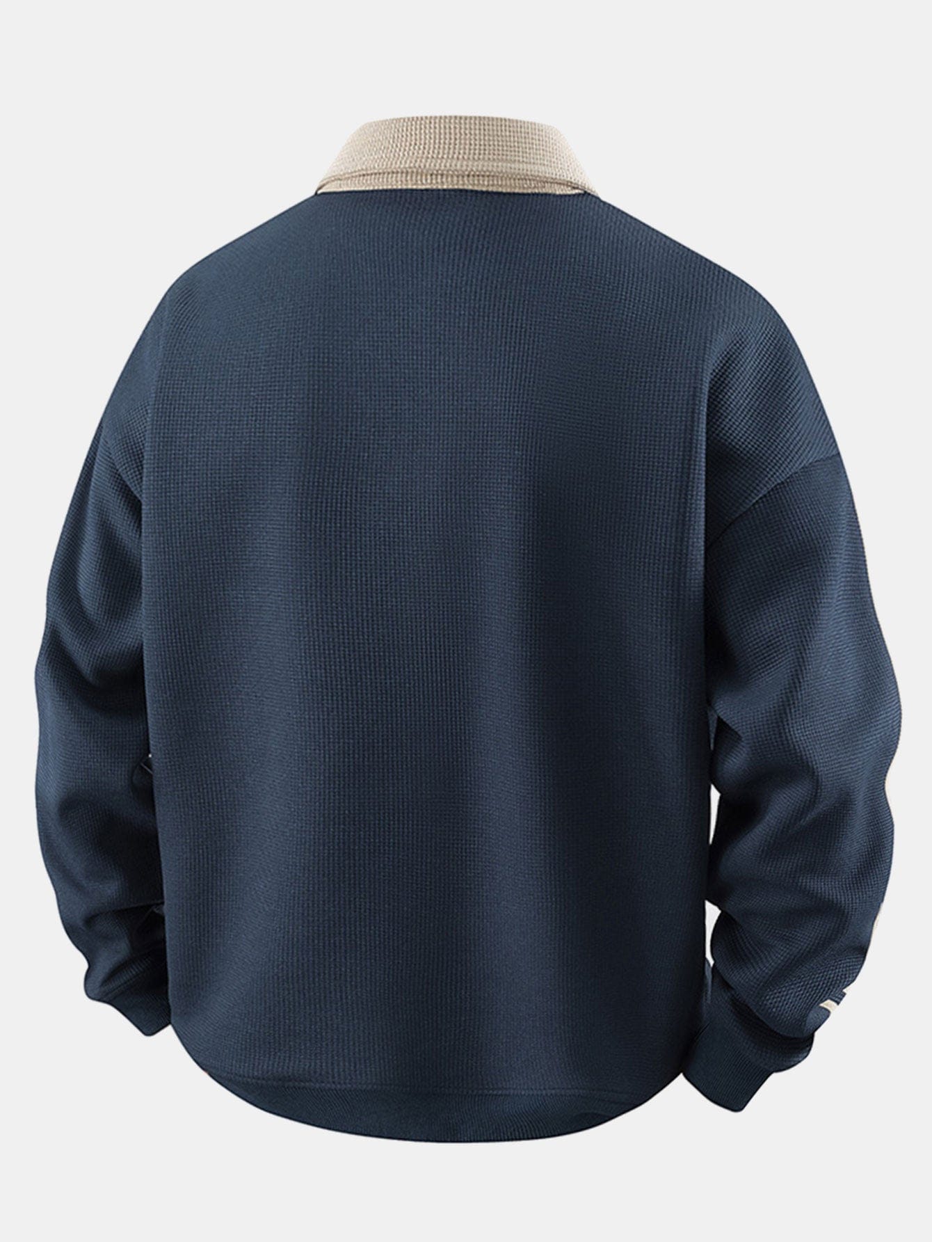 Velira Sweatshirts Juostuotas Vaflinis Užtrauktuko Polo Kaklo Megztinis