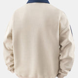 Velira Sweatshirts Juostuotas Vaflinis Užtrauktuko Polo Kaklo Megztinis