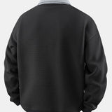 Velira Sweatshirts Juostuotas Vaflinis Užtrauktuko Polo Kaklo Megztinis