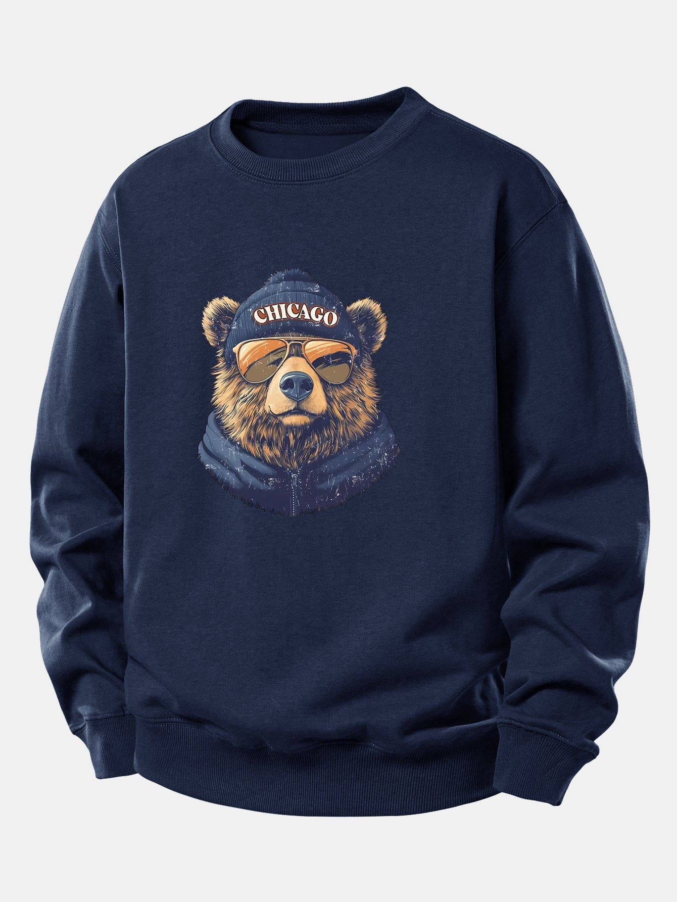 Velira Sweatshirts Jūrinė / XS Čikagos Akiniai nuo saulės Lokio Spauda Laisvas Fit Megztinis