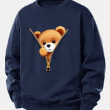 Velira Sweatshirts Jūrinė / XS Užtrauktuko meškiuko spauda laisvo kirpimo džemperis