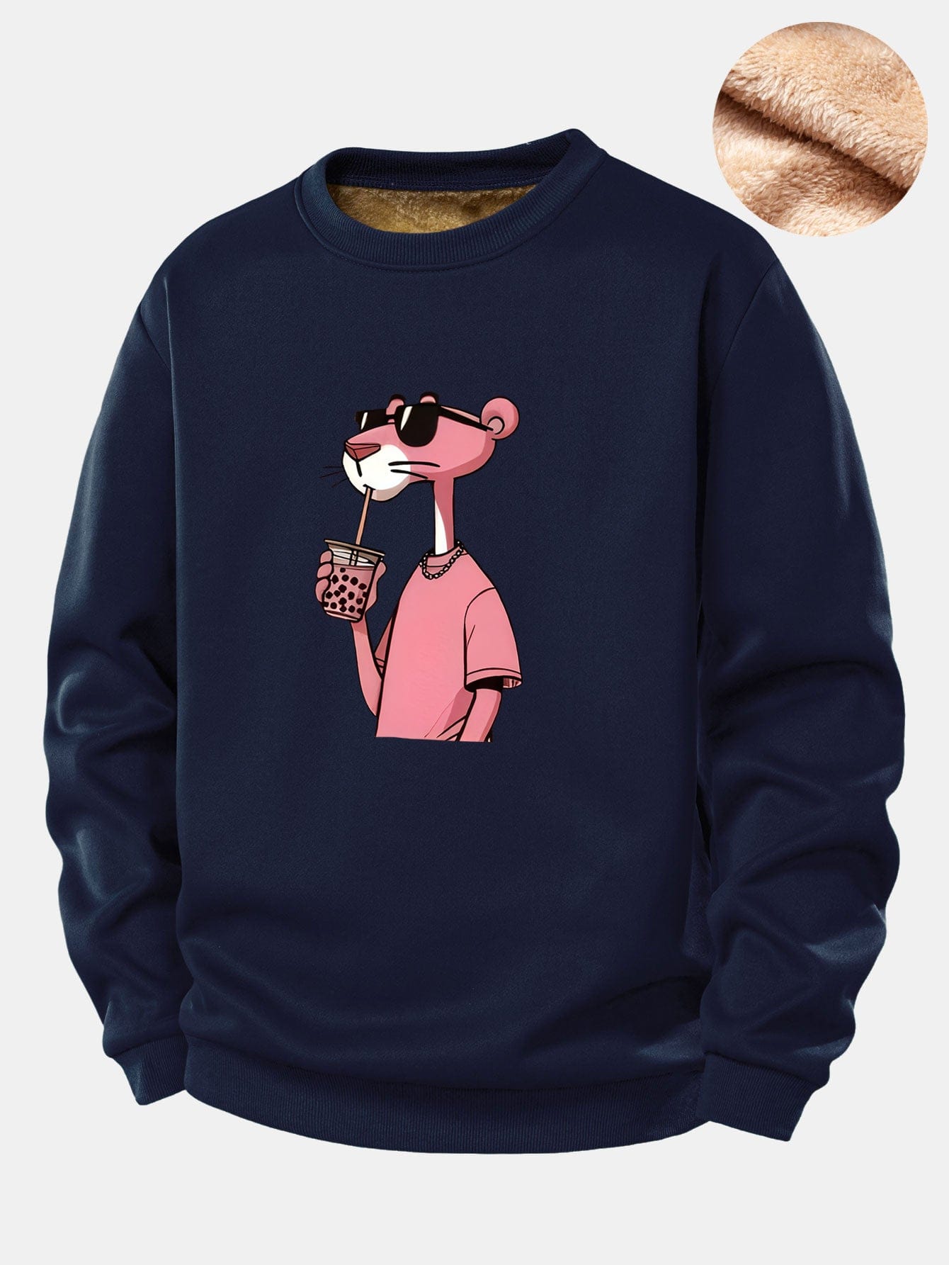 Velira Sweatshirts Jūrų / S Rožinė Panto Print Teddy Fleece Pamušalu Sweatshirt