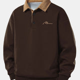 Velira Sweatshirts Kava / S Atsipalaidavęs Fit Vyrų Spauda Kontrastinė Švelni Polo Apykaklės Megztinis