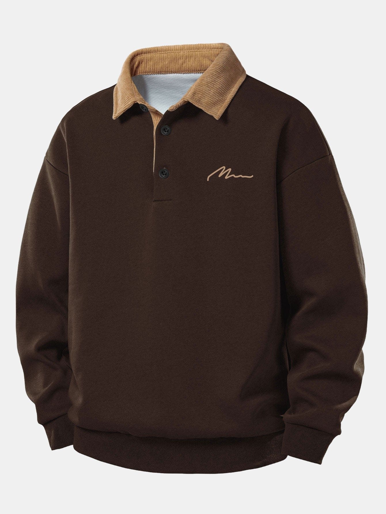 Velira Sweatshirts Kava / S Atsipalaidavęs Fit Vyrų Spauda Kontrastinė Švelni Polo Apykaklės Megztinis