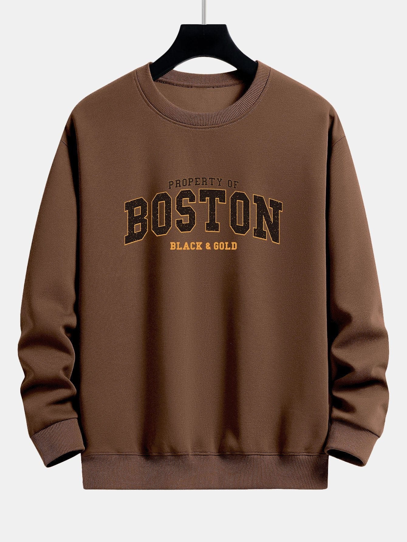 Velira Sweatshirts kava / S Boston Print Relax Fit Palaidinė