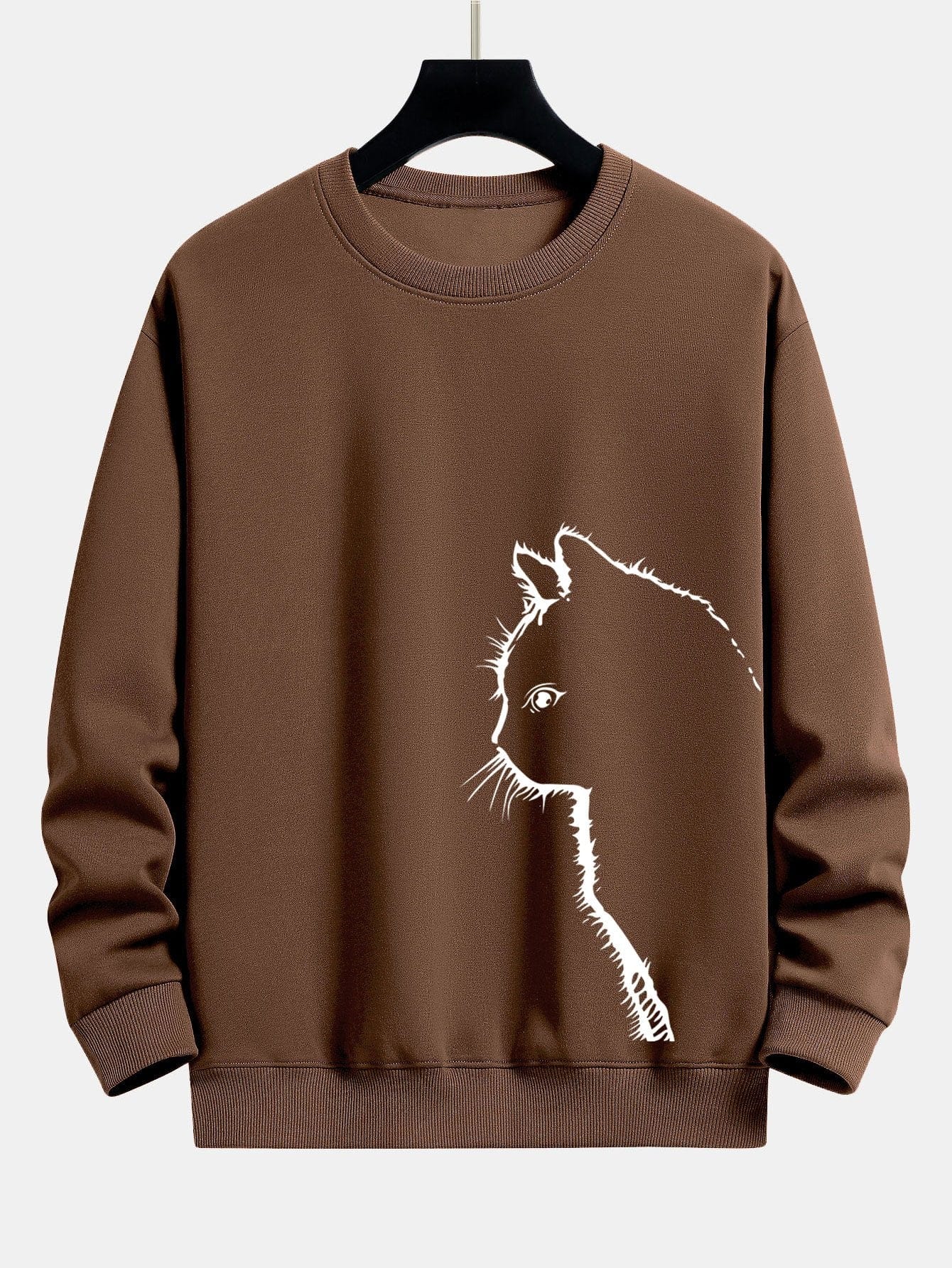 Velira Sweatshirts kava / S Katės Siluetas Spausdinimas Laisvas Fit Palaidinukė