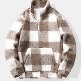 Velira Sweatshirts kava / S Ketvirčio Užtrauktukas Plaid Teddy Marškiniai