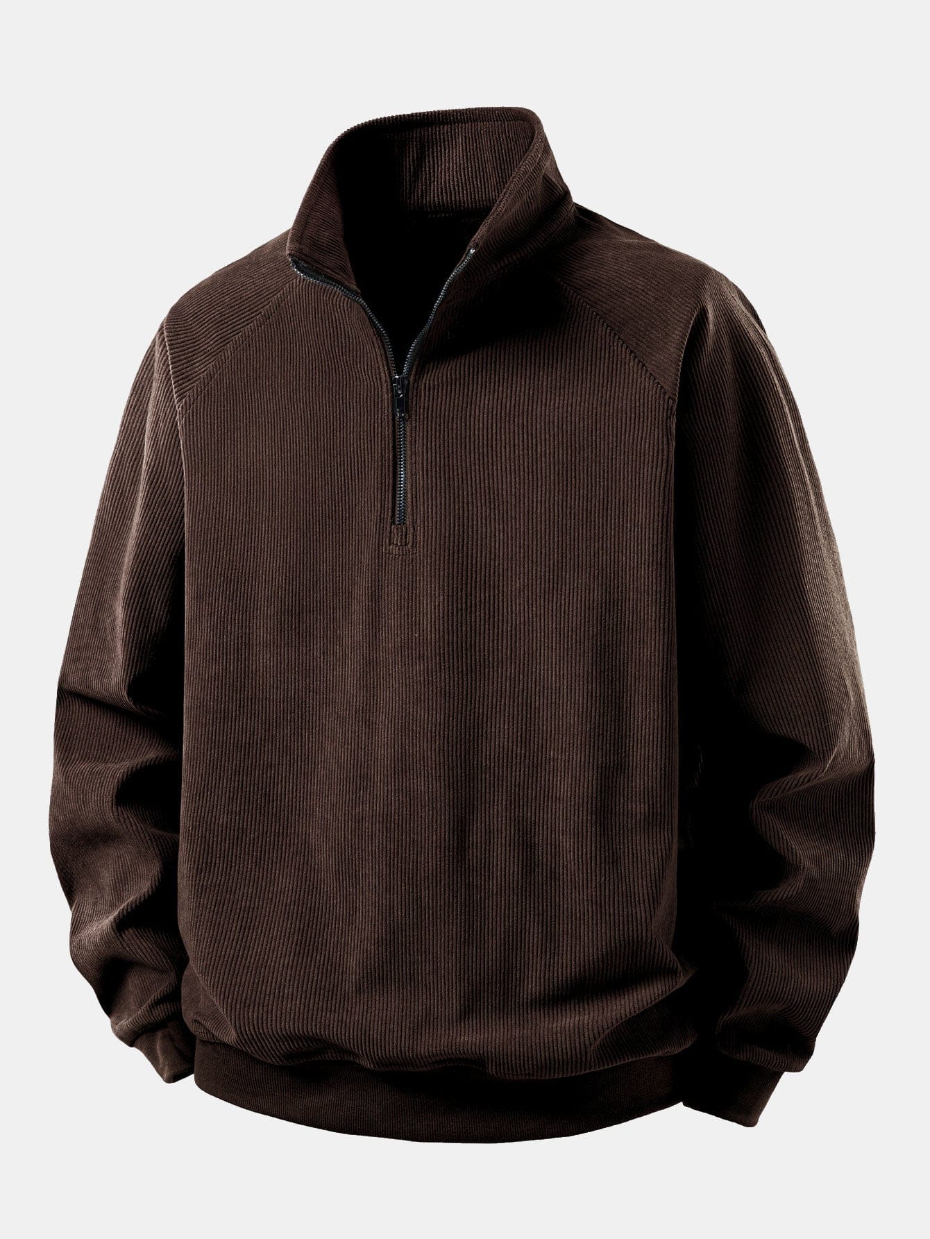 Velira Sweatshirts Kava / S Ketvirčio užtrauktuko veliūrinis megztinis su raglan rankovėmis