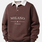 Velira Sweatshirts Kava / S Milano Spausdinimo Kontrasto Polo Apykaklės Megztinis